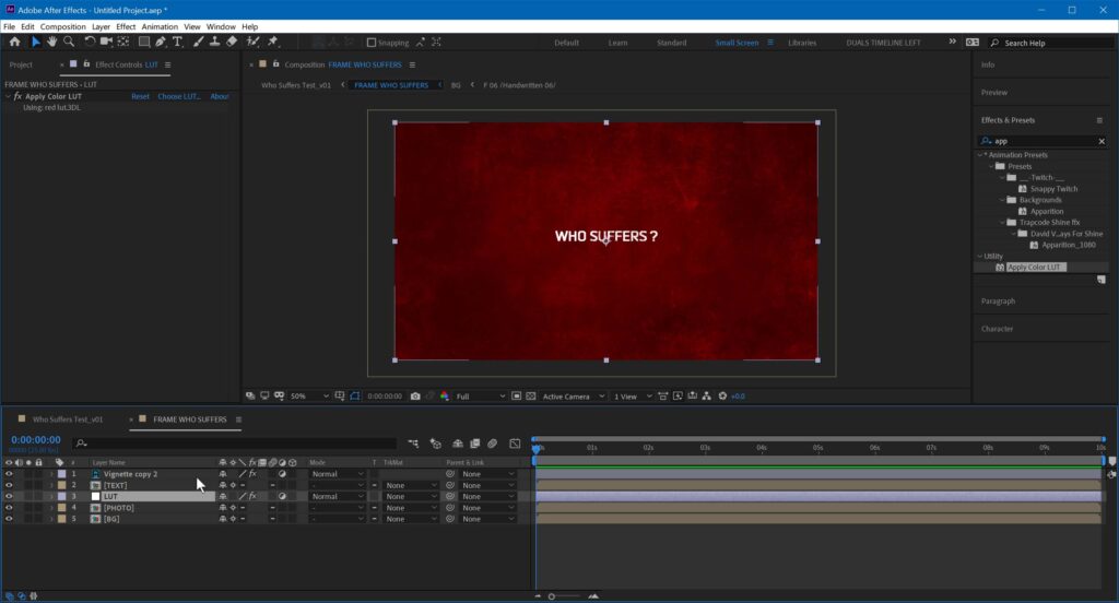 After Effects - LUT Applied